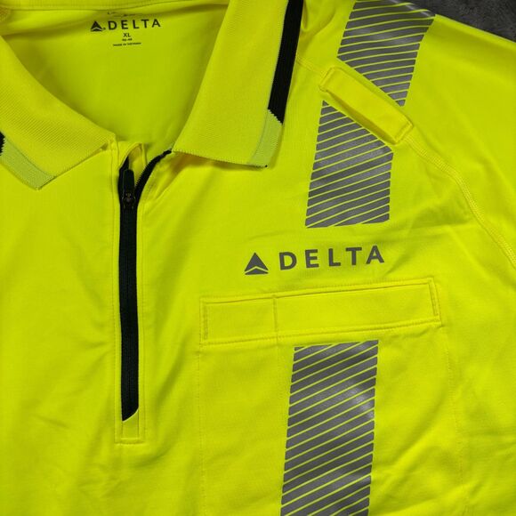 Lands End Delta Airlines Uniform Polo Shirt Reflective Crew Work Yellow XL G313 - Picture 2 of 10